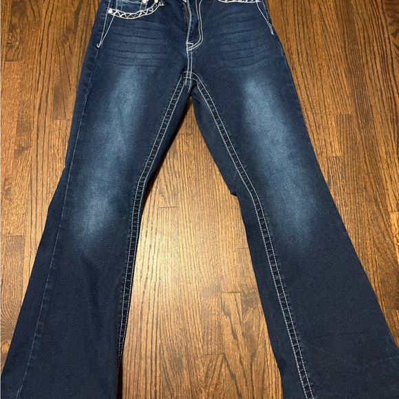 rebels Denim - rebels Dark Blue Flare Jeans with Contrast Stitching